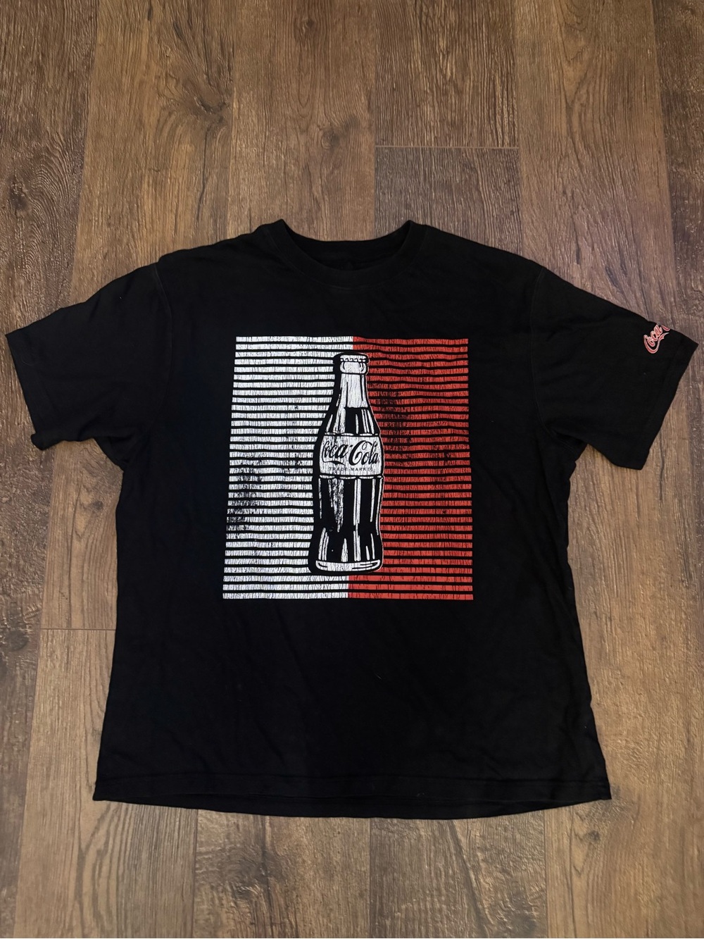 Coca Cola Black Short Sleeve Tee with Red & White Bottle Graphic
